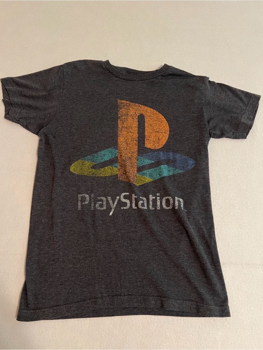 Sony PlayStation Dark Gray Tee with Multicolor Logo